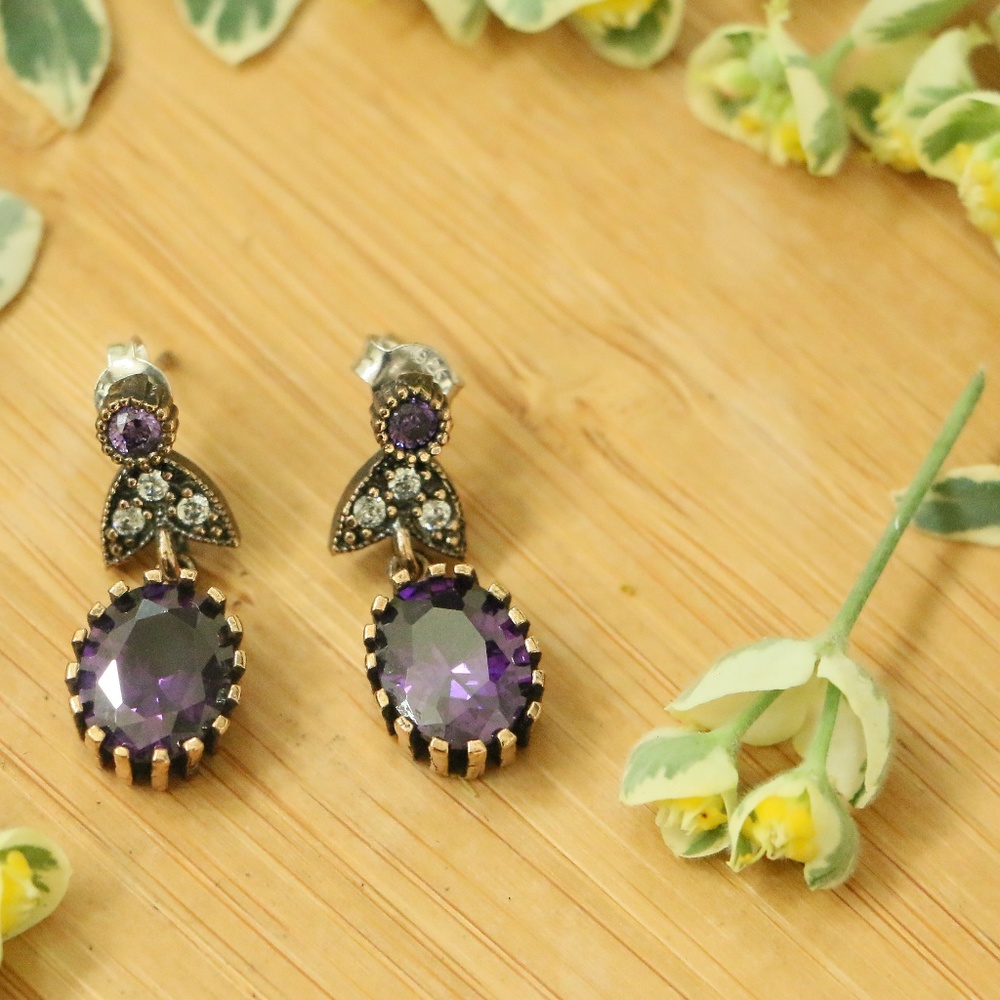 925 Sterling Silver Cubic Zirconia Stones Earrings - Picture 5 of 8